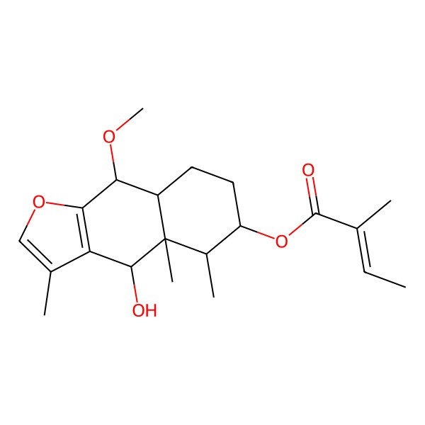 2D Structure of [(4S,4aR,5R,6S,8aS,9R)-4-hydroxy-9-methoxy-3,4a,5-trimethyl-5,6,7,8,8a,9-hexahydro-4H-benzo[f][1]benzofuran-6-yl] (Z)-2-methylbut-2-enoate