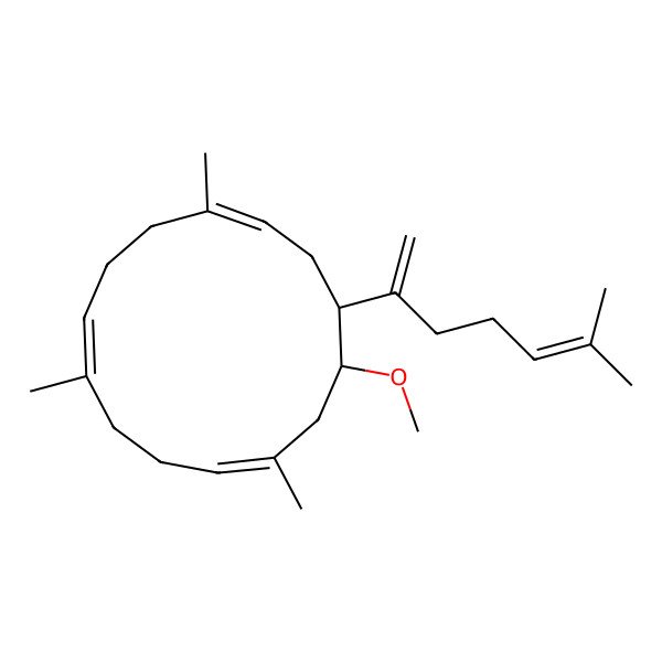 2D Structure of (1E,5Z,9E,12R,13S)-13-methoxy-1,5,9-trimethyl-12-(6-methylhepta-1,5-dien-2-yl)cyclotetradeca-1,5,9-triene