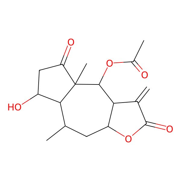 2D Structure of (6-Hydroxy-5,8a-dimethyl-1-methylidene-2,8-dioxo-3a,4,5,5a,6,7,9,9a-octahydroazuleno[6,5-b]furan-9-yl) acetate