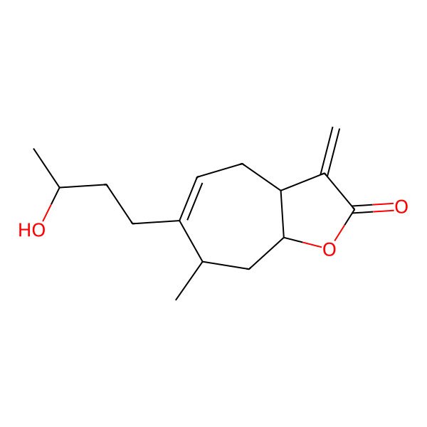 2D Structure of (3aR,7S,8aR)-6-[(3S)-3-hydroxybutyl]-7-methyl-3-methylidene-4,7,8,8a-tetrahydro-3aH-cyclohepta[b]furan-2-one