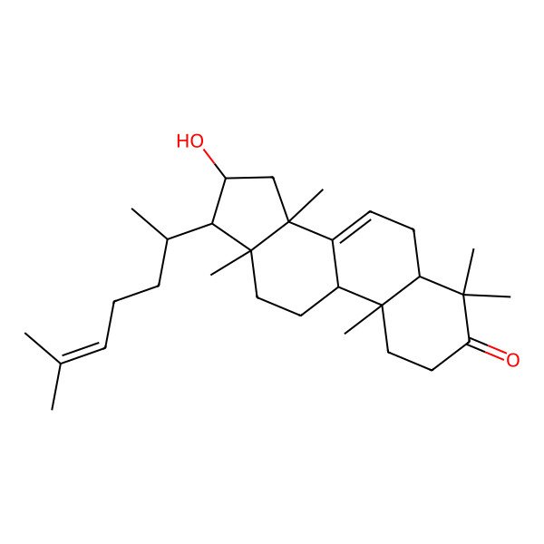 2D Structure of (5R,9S,10R,13S,14S,16S,17S)-16-hydroxy-4,4,10,13,14-pentamethyl-17-[(2R)-6-methylhept-5-en-2-yl]-1,2,5,6,9,11,12,15,16,17-decahydrocyclopenta[a]phenanthren-3-one