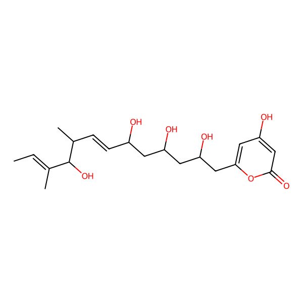 2D Structure of 4-hydroxy-6-[(2S,4R,6R,7E,9S,10R,11E)-2,4,6,10-tetrahydroxy-9,11-dimethyltrideca-7,11-dienyl]pyran-2-one