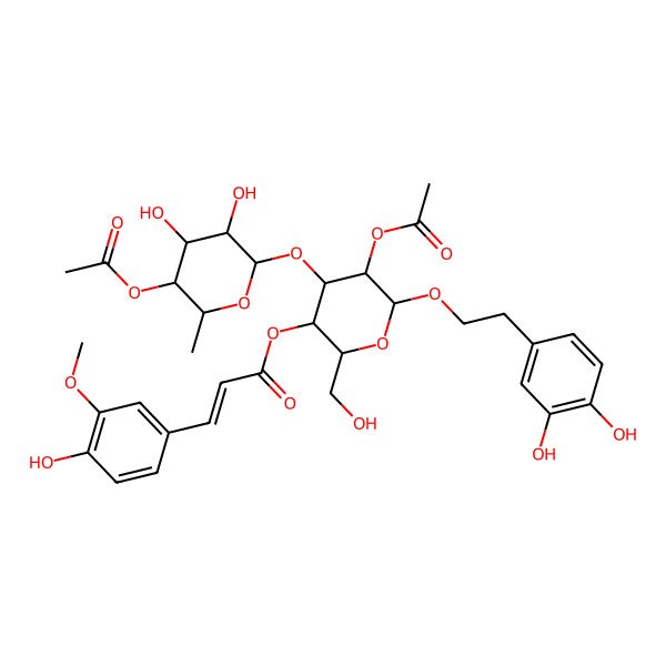 2D Structure of [(2R,3R,4S,5R,6R)-5-acetyloxy-4-[(2S,3R,4S,5R,6S)-5-acetyloxy-3,4-dihydroxy-6-methyloxan-2-yl]oxy-6-[2-(3,4-dihydroxyphenyl)ethoxy]-2-(hydroxymethyl)oxan-3-yl] (E)-3-(4-hydroxy-3-methoxyphenyl)prop-2-enoate