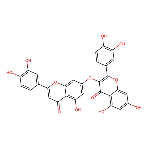 2D Structure of 2-(3,4-Dihydroxyphenyl)-3-[2-(3,4-dihydroxyphenyl)-5-hydroxy-4-oxochromen-7-yl]oxy-5,7-dihydroxychromen-4-one
