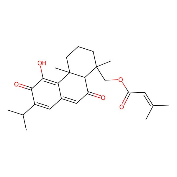 2D Structure of (5-Hydroxy-1,4a-dimethyl-6,10-dioxo-7-propan-2-yl-2,3,4,10a-tetrahydrophenanthren-1-yl)methyl 3-methylbut-2-enoate