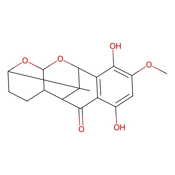 2D Structure of (1R,2R,5S,7S,9S,17R)-11,14-dihydroxy-12-methoxy-17-methyl-6,8-dioxapentacyclo[7.7.1.02,7.05,17.010,15]heptadeca-10(15),11,13-trien-16-one