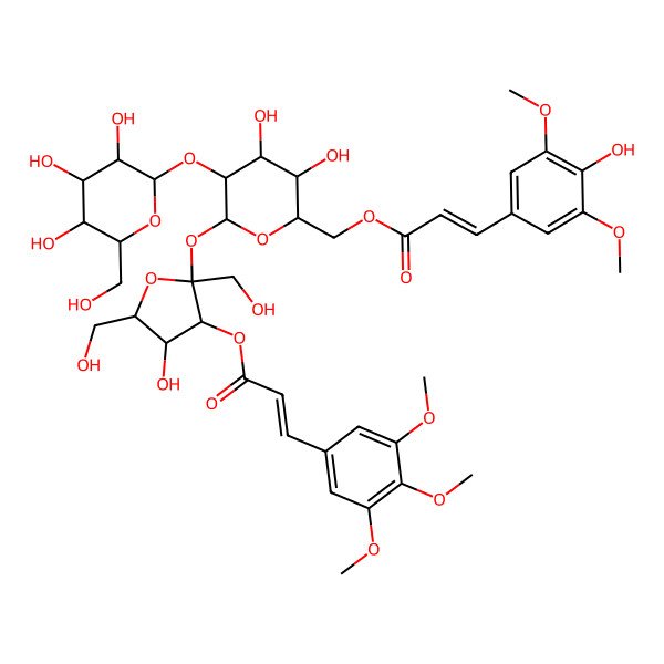 2D Structure of [3,4-Dihydroxy-6-[4-hydroxy-2,5-bis(hydroxymethyl)-3-[3-(3,4,5-trimethoxyphenyl)prop-2-enoyloxy]oxolan-2-yl]oxy-5-[3,4,5-trihydroxy-6-(hydroxymethyl)oxan-2-yl]oxyoxan-2-yl]methyl 3-(4-hydroxy-3,5-dimethoxyphenyl)prop-2-enoate
