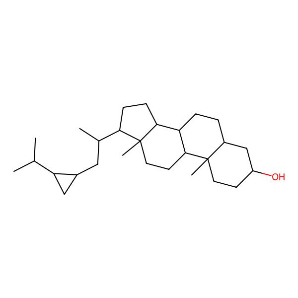 2D Structure of 10,13-dimethyl-17-[1-(2-propan-2-ylcyclopropyl)propan-2-yl]-2,3,4,5,6,7,8,9,11,12,14,15,16,17-tetradecahydro-1H-cyclopenta[a]phenanthren-3-ol