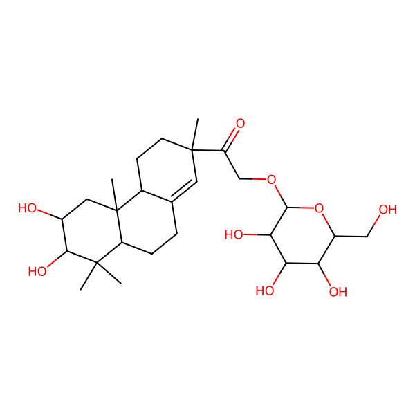 2D Structure of 1-(6,7-dihydroxy-2,4b,8,8-tetramethyl-4,4a,5,6,7,8a,9,10-octahydro-3H-phenanthren-2-yl)-2-[3,4,5-trihydroxy-6-(hydroxymethyl)oxan-2-yl]oxyethanone