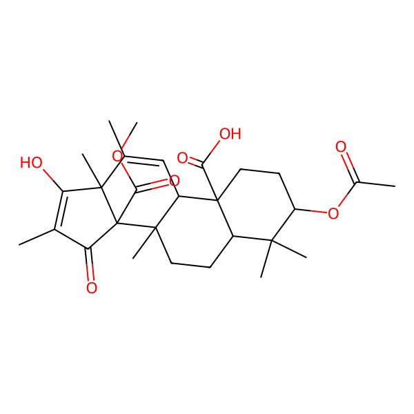 2D Structure of (3S,5R,8S,9R,10S,13R,14R)-3-acetyloxy-17-hydroxy-14-methoxycarbonyl-4,4,8,12,13,16-hexamethyl-15-oxo-2,3,5,6,7,9-hexahydro-1H-cyclopenta[a]phenanthrene-10-carboxylic acid