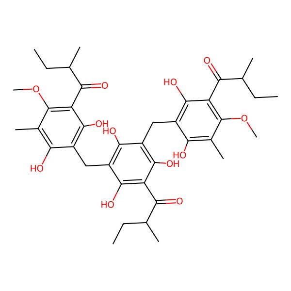 2D Structure of (2R)-1-[3,5-bis[[2,6-dihydroxy-4-methoxy-3-methyl-5-[(2R)-2-methylbutanoyl]phenyl]methyl]-2,4,6-trihydroxyphenyl]-2-methylbutan-1-one
