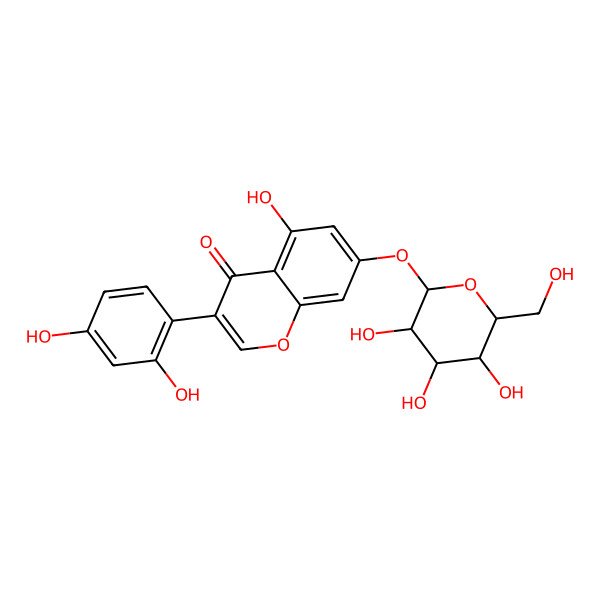 2D Structure of 3-(2,4-dihydroxyphenyl)-5-hydroxy-7-[(2S,3R,4S,5S,6S)-3,4,5-trihydroxy-6-(hydroxymethyl)oxan-2-yl]oxychromen-4-one