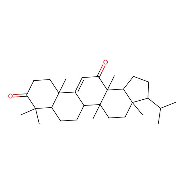 2D Structure of 3a,5a,8,8,11a,13a-Hexamethyl-3-propan-2-yl-1,2,3,4,5,5b,6,7,7a,10,11,13b-dodecahydrocyclopenta[a]chrysene-9,13-dione
