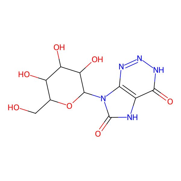2D Structure of 7-[(2R,3R,4S,5S,6R)-3,4,5-trihydroxy-6-(hydroxymethyl)oxan-2-yl]-3,5-dihydroimidazo[4,5-d]triazine-4,6-dione
