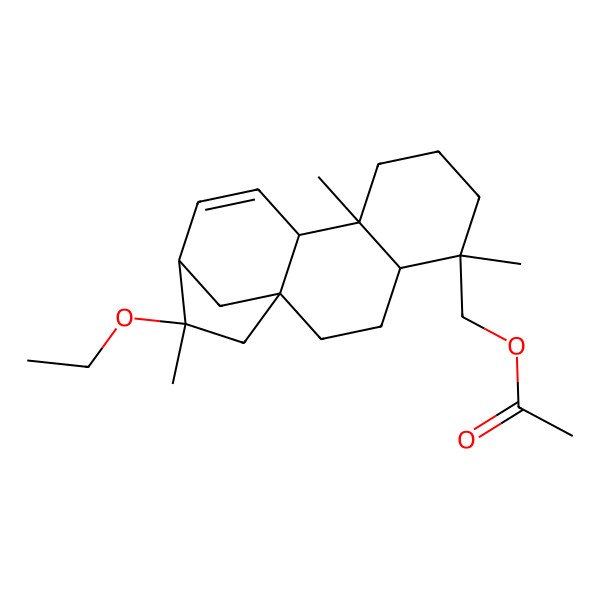 2D Structure of [(1S,4S,5S,9R,10R,13S,14R)-14-ethoxy-5,9,14-trimethyl-5-tetracyclo[11.2.1.01,10.04,9]hexadec-11-enyl]methyl acetate