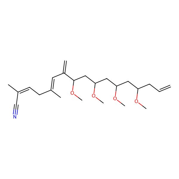 2D Structure of (2E,5Z,8S,10S,12S,14S)-8,10,12,14-tetramethoxy-2,5-dimethyl-7-methylideneheptadeca-2,5,16-trienenitrile