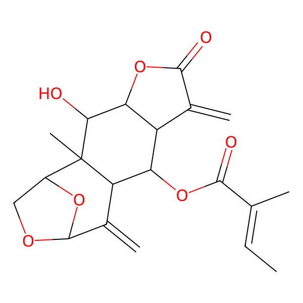 2D Structure of [(1R,2R,3R,4S,8S,9R,10S,12S)-3-hydroxy-2-methyl-7,11-dimethylidene-6-oxo-5,13,15-trioxatetracyclo[10.2.1.02,10.04,8]pentadecan-9-yl] (E)-2-methylbut-2-enoate