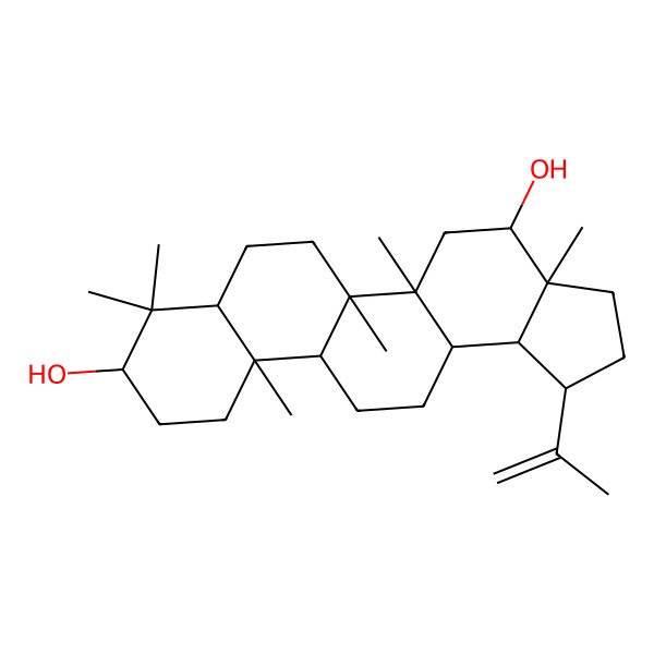 2D Structure of (1R,3aS,4S,5aR,5bR,7aR,9R,11aR,11bR,13aR,13bR)-3a,5a,5b,8,8,11a-hexamethyl-1-prop-1-en-2-yl-1,2,3,4,5,6,7,7a,9,10,11,11b,12,13,13a,13b-hexadecahydrocyclopenta[a]chrysene-4,9-diol