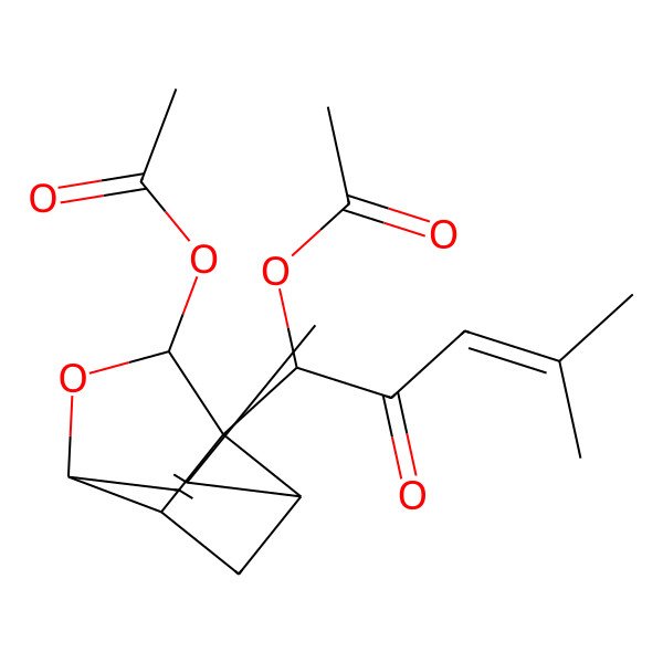 2D Structure of [(1R,3R,6R,8R,9S)-9-[(1R)-1-acetyloxy-4-methyl-2-oxopent-3-enyl]-4-methyl-7-oxatricyclo[4.3.0.03,9]non-4-en-8-yl] acetate