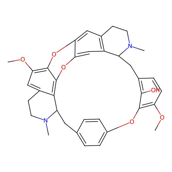 2D Structure of 13,27-Dimethoxy-7,22-dimethyl-15,29,31-trioxa-7,22-diazaoctacyclo[19.9.3.216,19.14,30.110,14.03,8.025,33.028,32]heptatriaconta-1(30),2,4(34),10(37),11,13,16,18,25,27,32,35-dodecaen-37-ol