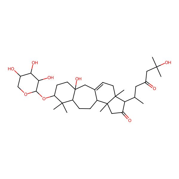 2D Structure of 3-Hydroxy-15-(6-hydroxy-6-methyl-4-oxoheptan-2-yl)-7,7,12,16-tetramethyl-6-(3,4,5-trihydroxyoxan-2-yl)oxytetracyclo[9.7.0.03,8.012,16]octadec-1(18)-en-14-one