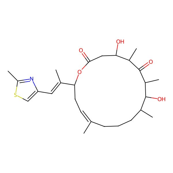 2D Structure of 4,8-Dihydroxy-5,7,9,13-tetramethyl-16-[1-(2-methyl-1,3-thiazol-4-yl)prop-1-en-2-yl]-1-oxacyclohexadec-13-ene-2,6-dione