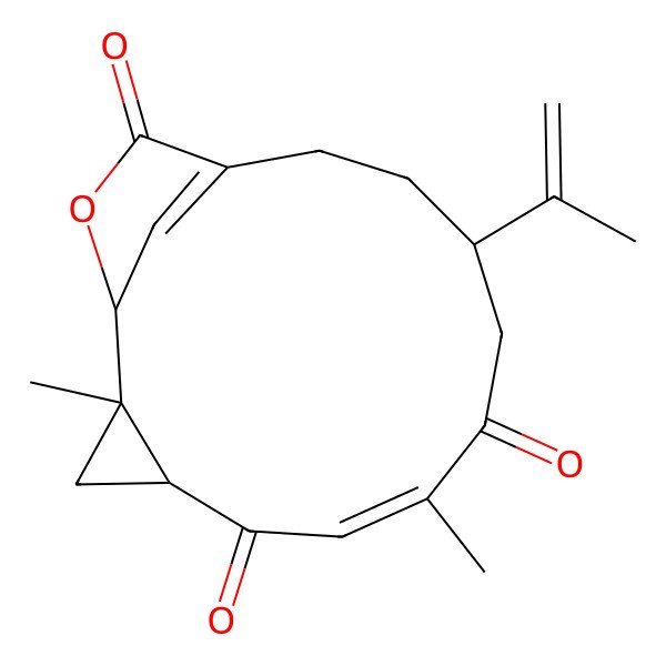2D Structure of (6E)-2,7-dimethyl-10-prop-1-en-2-yl-15-oxatricyclo[11.2.1.02,4]hexadeca-6,13(16)-diene-5,8,14-trione