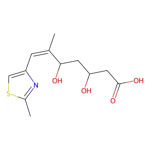2D Structure of (6E)-3,5-Dihydroxy-6-methyl-7-(2-methyl-1,3-thiazol-4-yl)-6-heptenoic acid