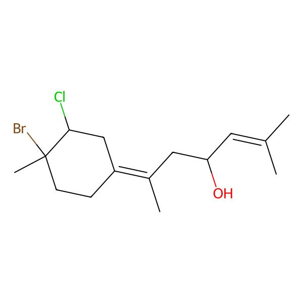 2D Structure of (6E)-6-[(3S,4S)-4-bromo-3-chloro-4-methylcyclohexylidene]-2-methylhept-2-en-4-ol