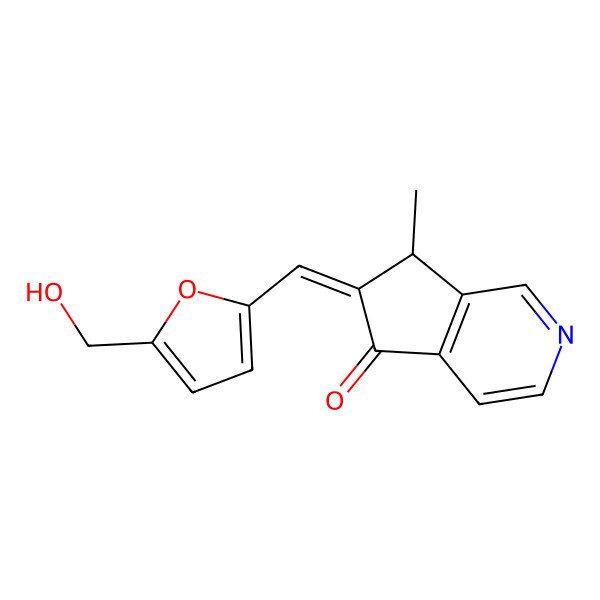 2D Structure of (6E)-6-[[5-(hydroxymethyl)furan-2-yl]methylidene]-7-methyl-7H-cyclopenta[c]pyridin-5-one