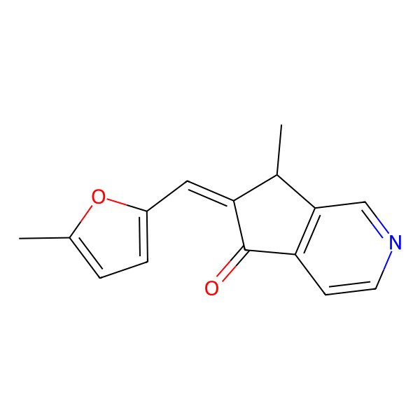 2D Structure of (6E)-7-methyl-6-[(5-methylfuran-2-yl)methylidene]-7H-cyclopenta[c]pyridin-5-one