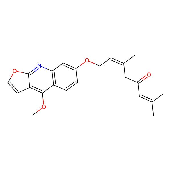 2D Structure of (6E)-8-(4-methoxyfuro[2,3-b]quinolin-7-yl)oxy-2,6-dimethylocta-2,6-dien-4-one