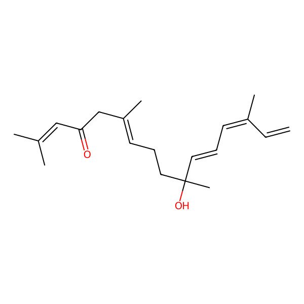 2D Structure of (6E,10R,11E,13E)-10-hydroxy-2,6,10,14-tetramethylhexadeca-2,6,11,13,15-pentaen-4-one
