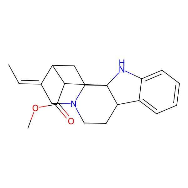 2D Structure of methyl (1S,9S,14E,15R,17S,18R)-14-ethylidene-2,12-diazapentacyclo[13.2.1.01,9.03,8.012,17]octadeca-3,5,7-triene-18-carboxylate