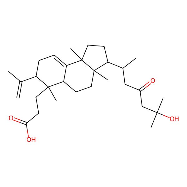 2D Structure of 3-[3-(6-Hydroxy-6-methyl-4-oxoheptan-2-yl)-3a,6,9b-trimethyl-7-prop-1-en-2-yl-1,2,3,4,5,5a,7,8-octahydrocyclopenta[a]naphthalen-6-yl]propanoic acid