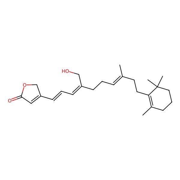 2D Structure of 3-[(1E,3Z,7E)-4-(hydroxymethyl)-8-methyl-10-(2,6,6-trimethylcyclohexen-1-yl)deca-1,3,7-trienyl]-2H-furan-5-one