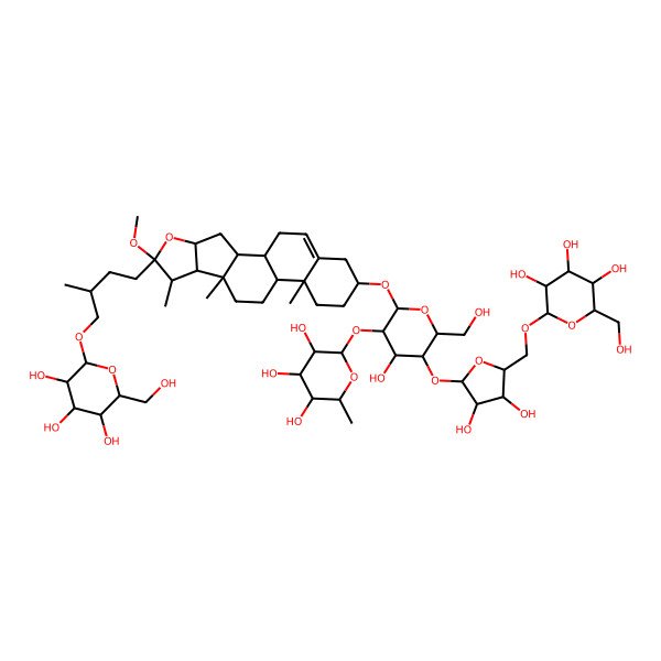 2D Structure of 2-[5-[3,4-Dihydroxy-5-[[3,4,5-trihydroxy-6-(hydroxymethyl)oxan-2-yl]oxymethyl]oxolan-2-yl]oxy-4-hydroxy-6-(hydroxymethyl)-2-[[6-methoxy-7,9,13-trimethyl-6-[3-methyl-4-[3,4,5-trihydroxy-6-(hydroxymethyl)oxan-2-yl]oxybutyl]-5-oxapentacyclo[10.8.0.02,9.04,8.013,18]icos-18-en-16-yl]oxy]oxan-3-yl]oxy-6-methyloxane-3,4,5-triol