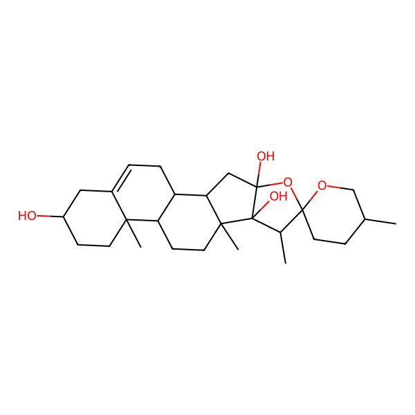 2D Structure of 5',7,9,13-Tetramethylspiro[5-oxapentacyclo[10.8.0.02,9.04,8.013,18]icos-18-ene-6,2'-oxane]-4,8,16-triol