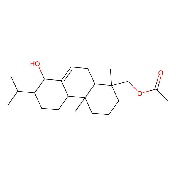 2D Structure of (8-Hydroxy-1,4a-dimethyl-7-propan-2-yl-2,3,4,4b,5,6,7,8,10,10a-decahydrophenanthren-1-yl)methyl acetate