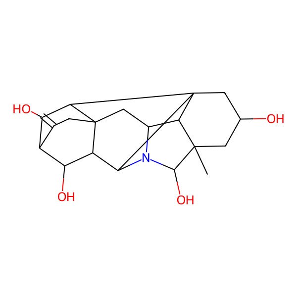 2D Structure of (1S,3R,5R,6S,8R,9S,10S,11R,14R,16S,17S,18R,19R)-5-methyl-12-methylidene-7-azaheptacyclo[9.6.2.01,8.05,17.07,16.09,14.014,18]nonadecane-3,6,10,19-tetrol
