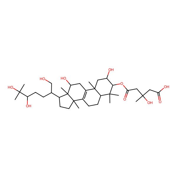 2D Structure of (3S)-5-[[(2R,3R,5R,10S,12S,13R,14S,17R)-2,12-dihydroxy-4,4,10,13,14-pentamethyl-17-[(2R,5R)-1,5,6-trihydroxy-6-methylheptan-2-yl]-2,3,5,6,7,11,12,15,16,17-decahydro-1H-cyclopenta[a]phenanthren-3-yl]oxy]-3-hydroxy-3-methyl-5-oxopentanoic acid