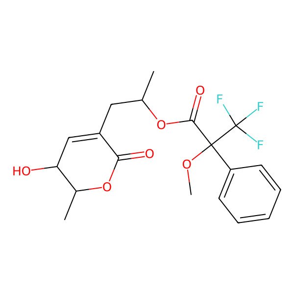 2D Structure of [(2S)-1-[(2R,3S)-3-hydroxy-2-methyl-6-oxo-2,3-dihydropyran-5-yl]propan-2-yl] 3,3,3-trifluoro-2-methoxy-2-phenylpropanoate