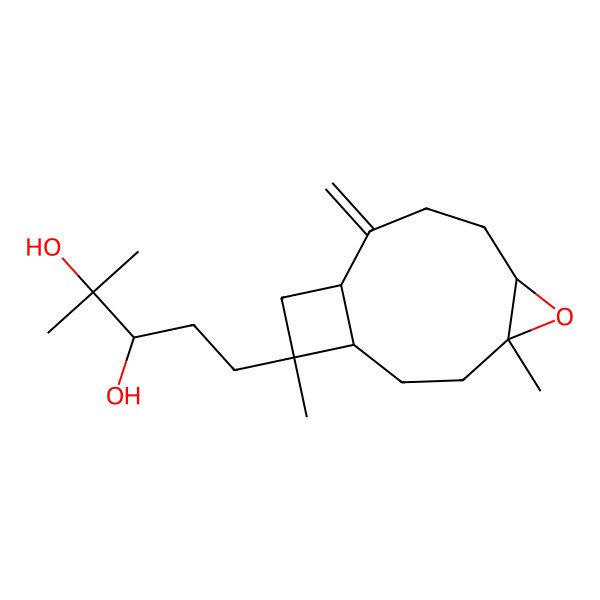 2D Structure of (3R)-5-[(1R,4R,6R,10S,12R)-4,12-dimethyl-9-methylidene-5-oxatricyclo[8.2.0.04,6]dodecan-12-yl]-2-methylpentane-2,3-diol