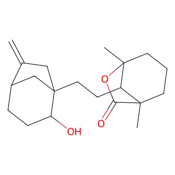 2D Structure of (1R,5S,8S)-8-[2-[(1R,2R,5S)-2-hydroxy-6-methylidene-1-bicyclo[3.2.1]octanyl]ethyl]-1,5-dimethyl-6-oxabicyclo[3.2.1]octan-7-one