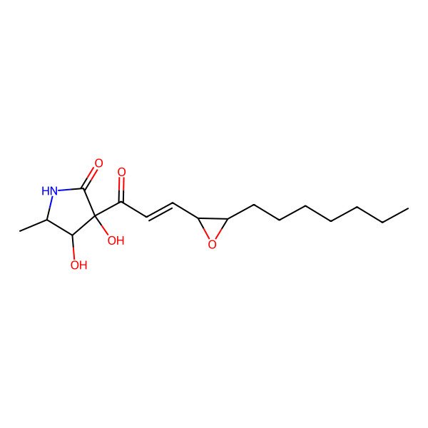 2D Structure of (3S,4S,5S)-3-[(E)-3-[(2R,3R)-3-heptyloxiran-2-yl]prop-2-enoyl]-3,4-dihydroxy-5-methylpyrrolidin-2-one