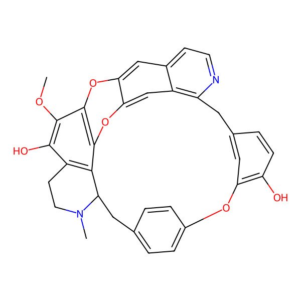 2D Structure of 27-Methoxy-22-methyl-15,29,31-trioxa-7,22-diazaoctacyclo[19.9.3.216,19.14,30.110,14.03,8.025,33.028,32]heptatriaconta-1(30),2,4(34),5,7,10(37),11,13,16,18,25(33),26,28(32),35-tetradecaene-13,26-diol