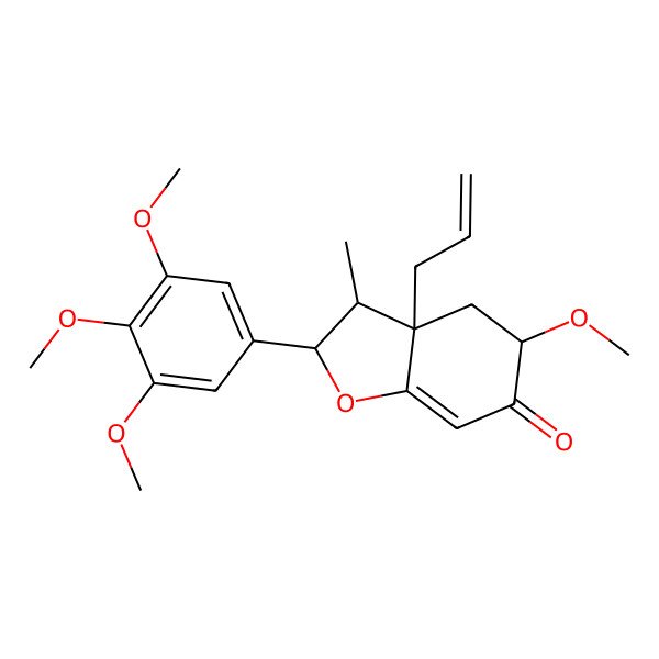 2D Structure of (2S,3S,3aR,5R)-5-methoxy-3-methyl-3a-prop-2-enyl-2-(3,4,5-trimethoxyphenyl)-2,3,4,5-tetrahydro-1-benzofuran-6-one