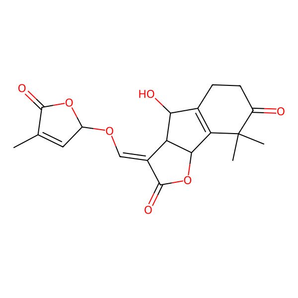 2D Structure of (3E,3aS,4S,8bS)-4-hydroxy-8,8-dimethyl-3-[[(2R)-4-methyl-5-oxo-2H-furan-2-yl]oxymethylidene]-4,5,6,8b-tetrahydro-3aH-indeno[1,2-b]furan-2,7-dione