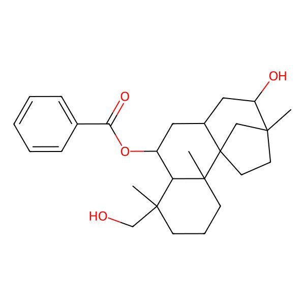2D Structure of [(1S,2S,6R,7R,8R,10S,12R,13S)-12-hydroxy-6-(hydroxymethyl)-2,6,13-trimethyl-8-tetracyclo[11.2.1.01,10.02,7]hexadecanyl] benzoate