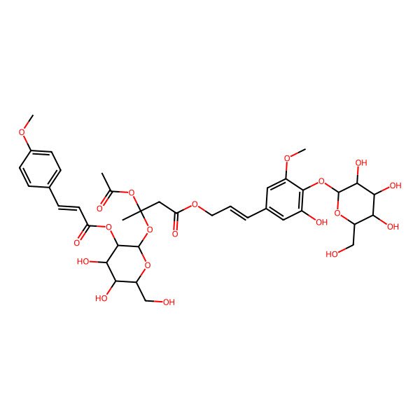 2D Structure of [(E)-3-[3-hydroxy-5-methoxy-4-[(2R,3R,4S,5S,6R)-3,4,5-trihydroxy-6-(hydroxymethyl)oxan-2-yl]oxyphenyl]prop-2-enyl] (3S)-3-acetyloxy-3-[(2R,3R,4S,5S,6R)-4,5-dihydroxy-6-(hydroxymethyl)-3-[(E)-3-(4-methoxyphenyl)prop-2-enoyl]oxyoxan-2-yl]oxybutanoate
